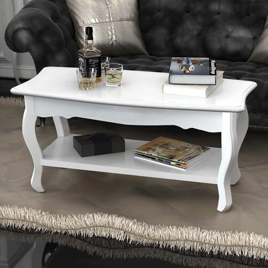 Vidaxl Table basse 2 niveaux blanc - MDF et bois - Jusqu'à 30 % de réduction