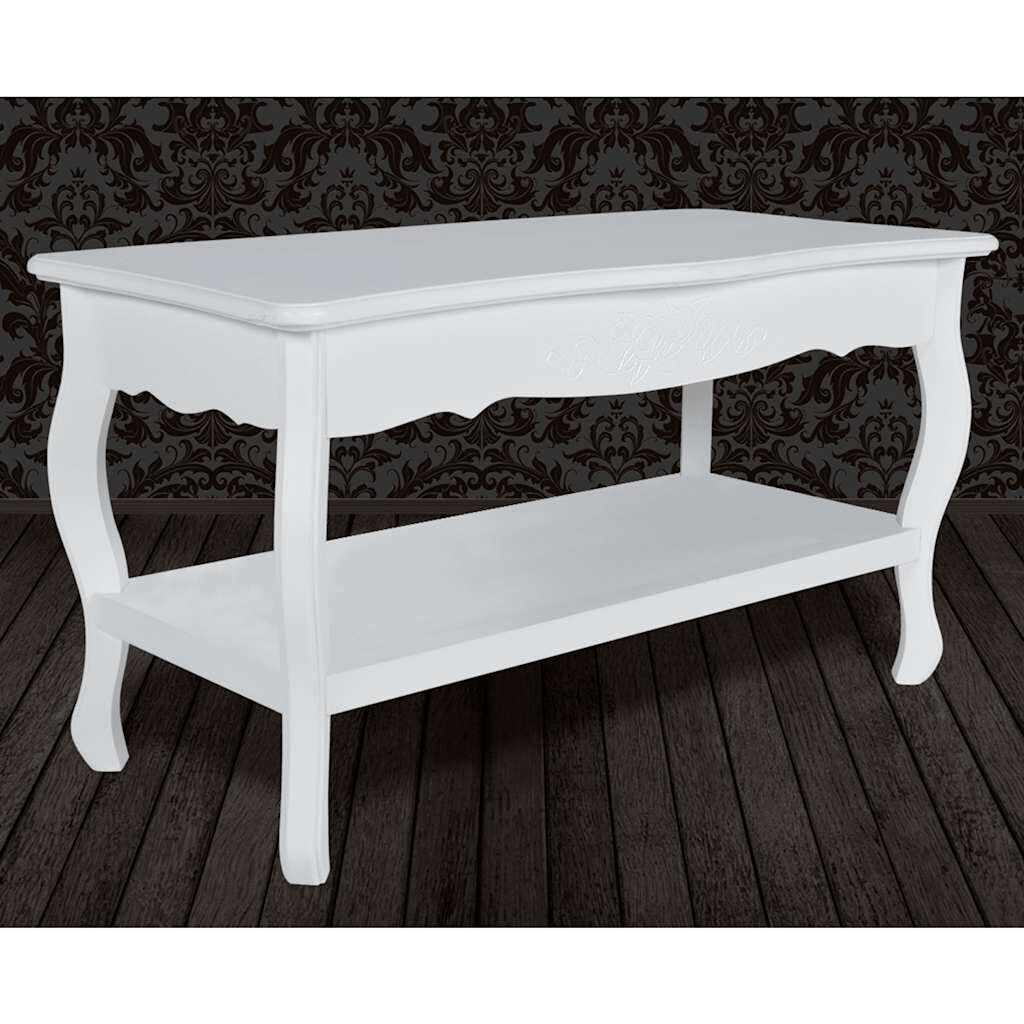 Vidaxl Table basse 2 niveaux blanc - MDF et bois - Jusqu'à 30 % de réduction