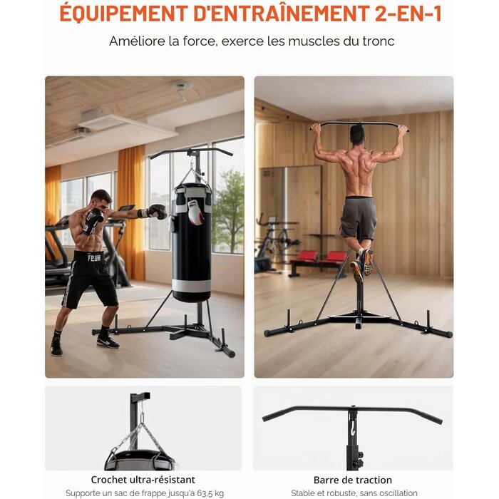 Vevor Support Sac de Frappe 2-en-1 avec Barre de Traction - Jusqu'à 35% de remise