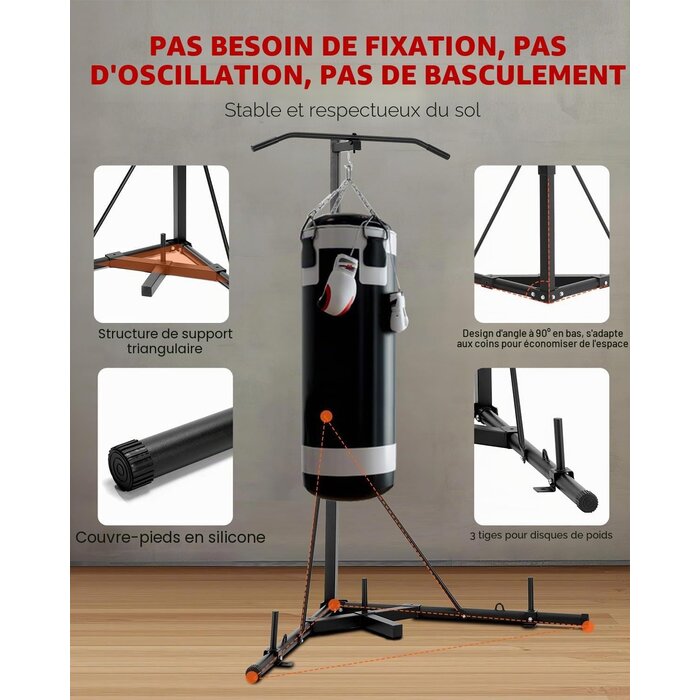 Vevor Support Sac de Frappe 2-en-1 avec Barre de Traction - Jusqu'à 35% de remise