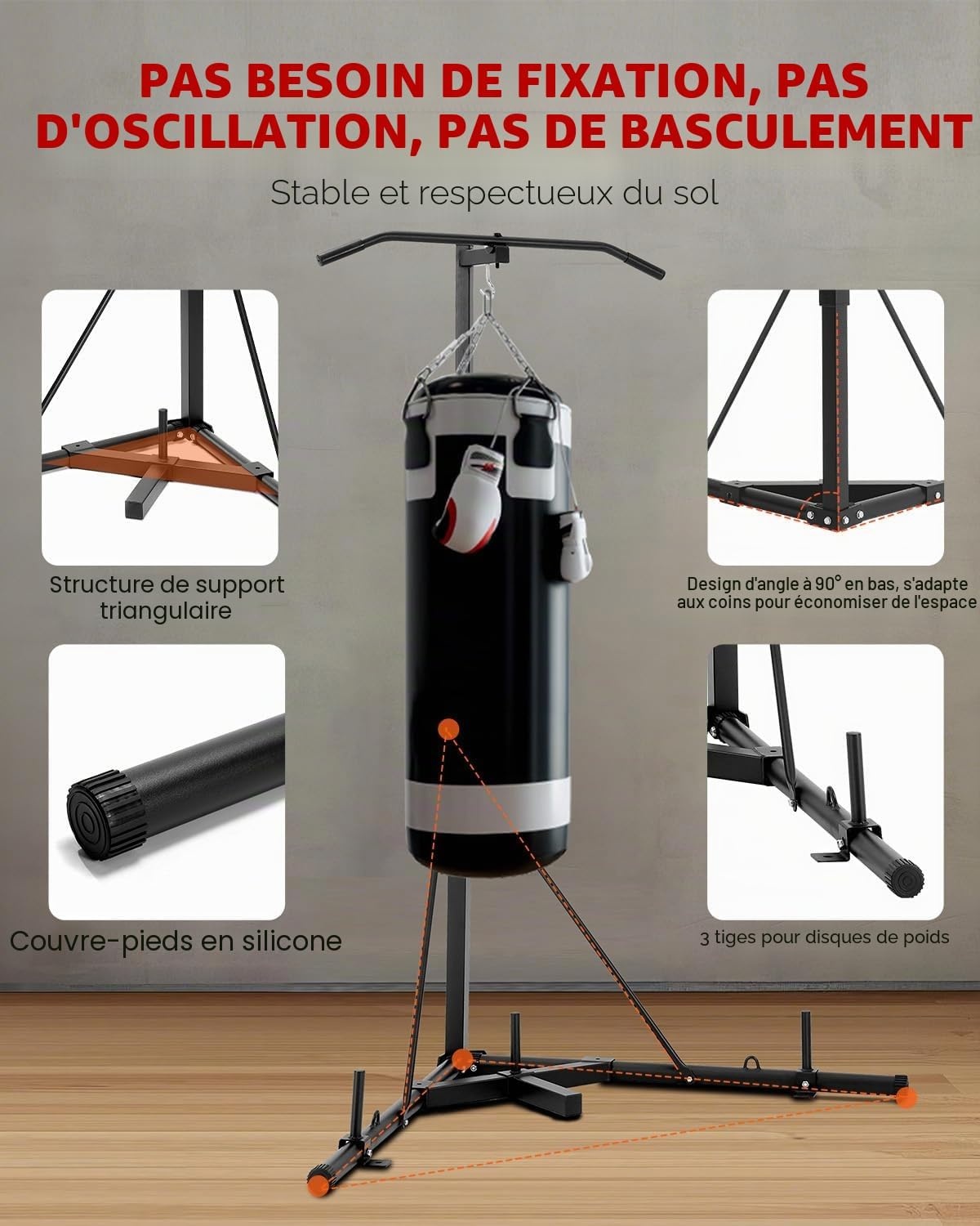 Vevor Support Sac de Frappe 2-en-1 avec Barre de Traction - Jusqu'à 35% de remise