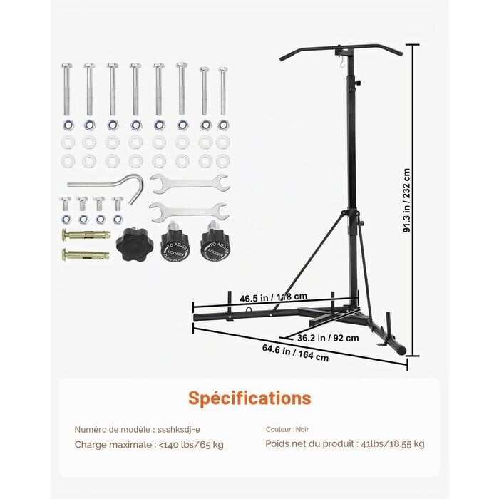 Vevor Support Sac de Frappe 2-en-1 avec Barre de Traction - Jusqu'à 35% de remise