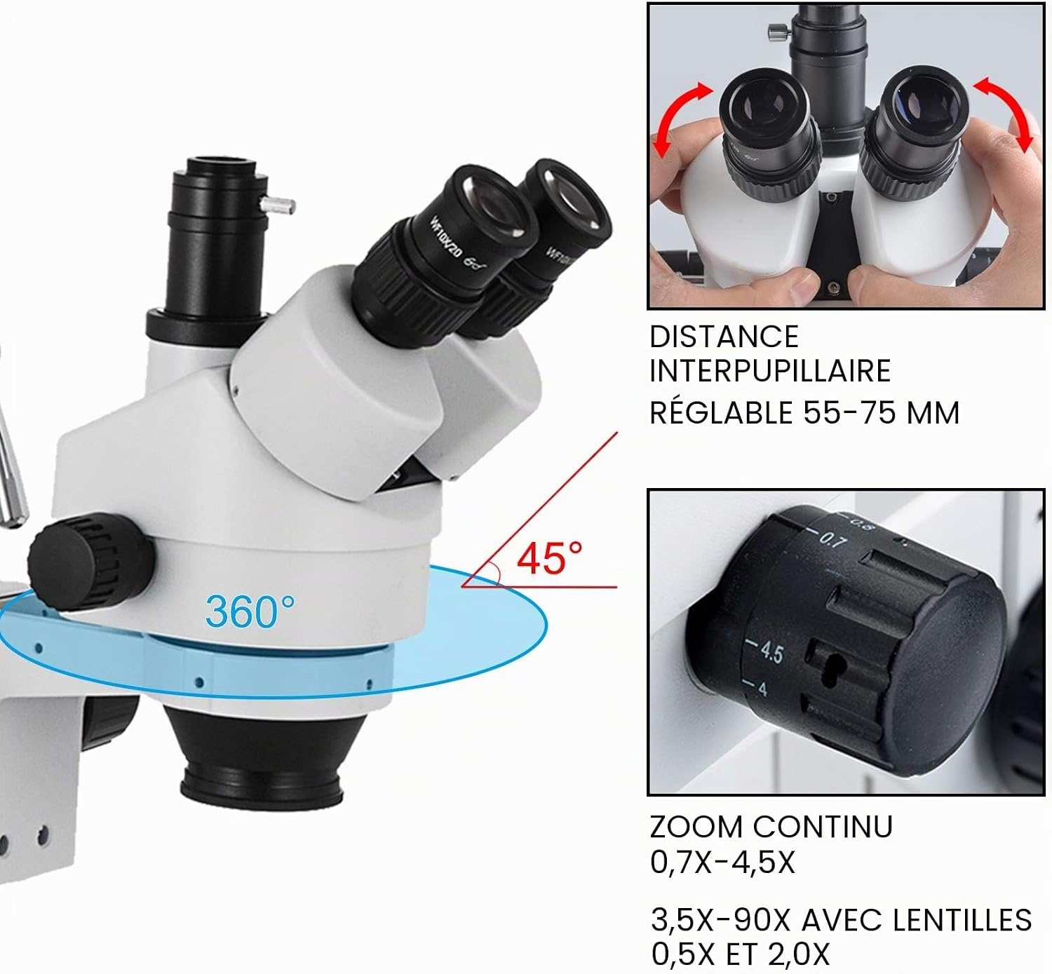 Vevor Stéréomicroscope trinoculaire 3.5X-90X - Jusqu'à -35% sur nos modèles outlet