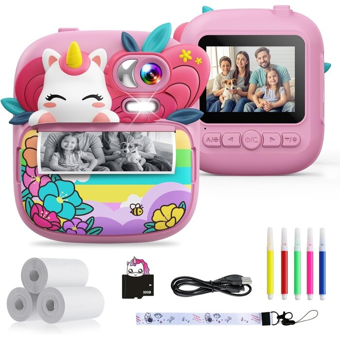 Appareil photo instantané enfant 1080P - Rose - Jusqu'à 33% de remise