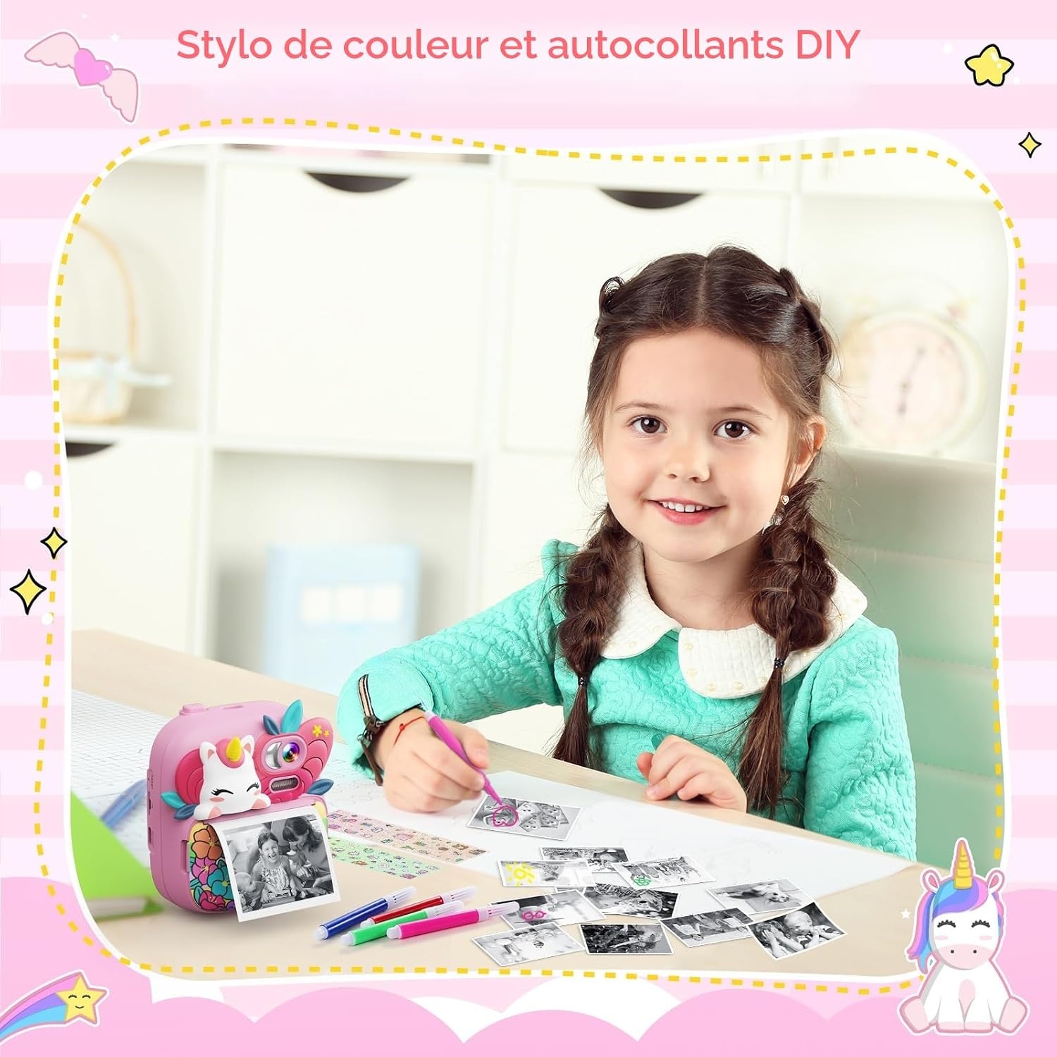 Appareil photo instantané enfant 1080P - Rose - Jusqu'à 33% de remise