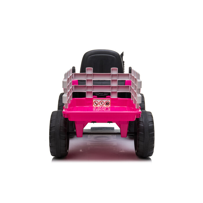 Viking Choice Tracteur électrique enfant rose avec remorque, 12V - Jusqu'à 36% de réduction