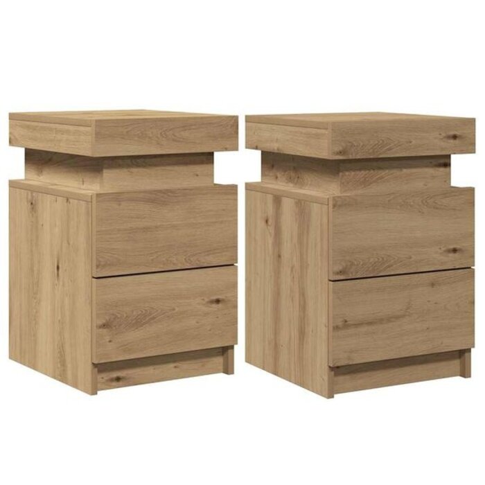 Vidaxl Lot de 2 tables de chevet LED chêne artisanal - Jusqu'à 35% de remise