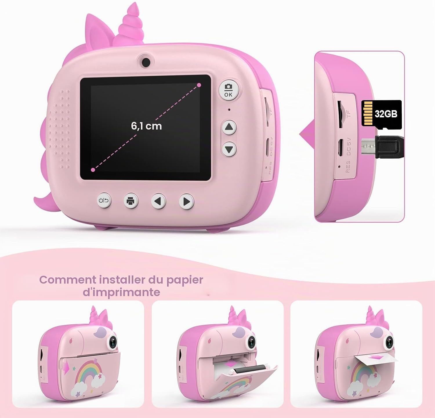 Appareil photo instantané enfant - Rose - 12 MP - Jusqu'à 33% de remise