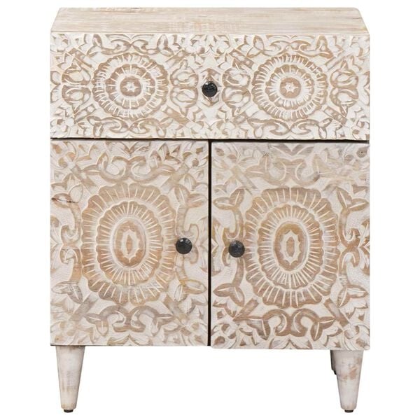 Table de chevet en bois de manguier massif blanc - Jusqu'à -35%