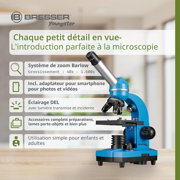 Microscope Enfant et Étudiant 40x-1600x - Jusqu'à -34% sur le modèle