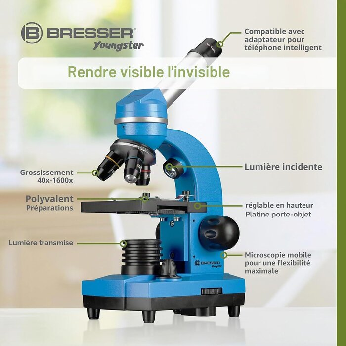 Microscope Enfant et Étudiant 40x-1600x - Jusqu'à -34% sur le modèle