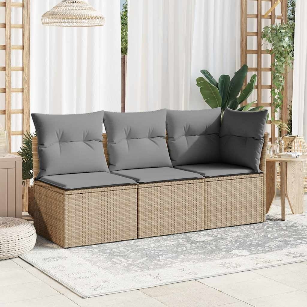 Canapé de jardin modulaire rotin PE beige - Jusqu'à -35% d'économie