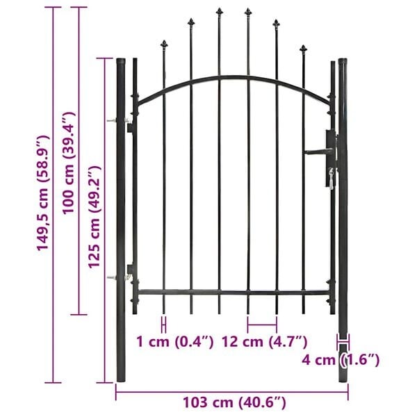 Portillon de jardin acier noir 1x1,5m - Jusqu'à -35%