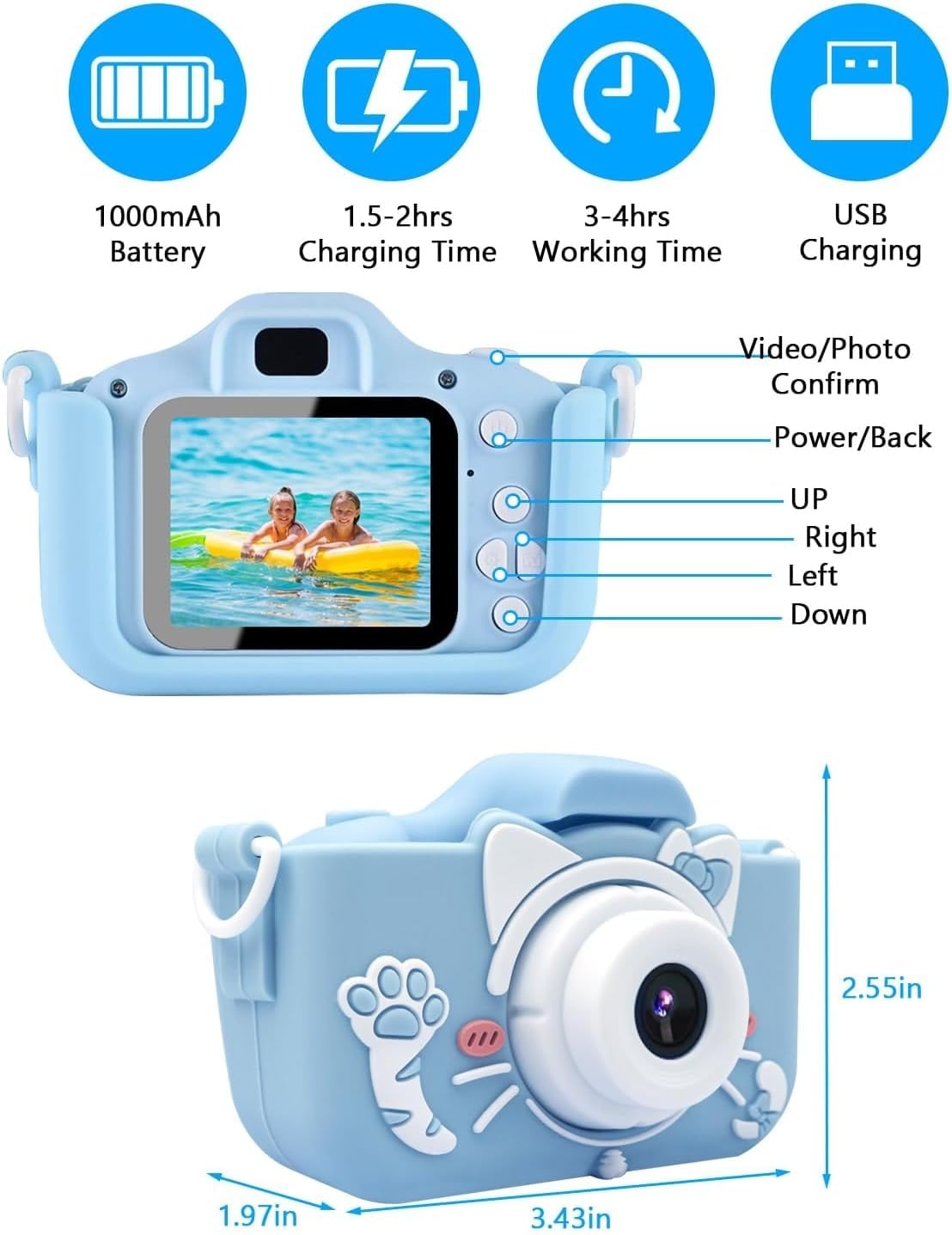 Appareil photo numérique pour enfants 20MP - Bleu - Jusqu'à -31%