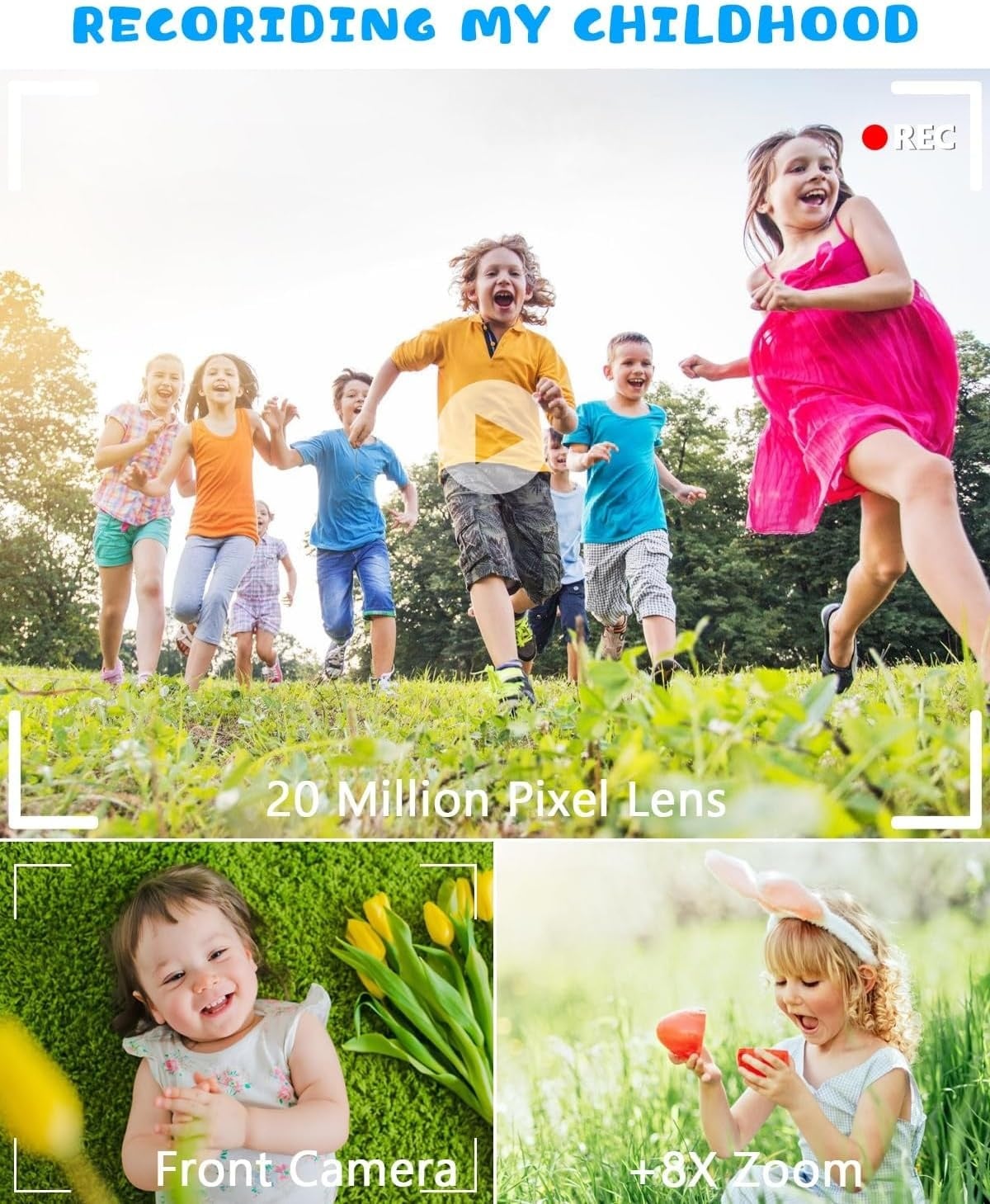 Appareil photo numérique pour enfants 20MP - Bleu - Jusqu'à -31%