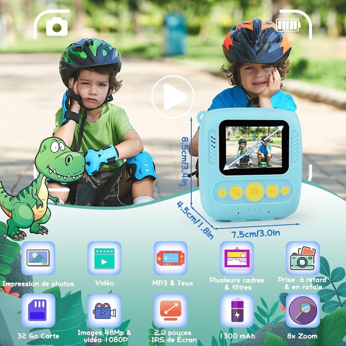 Appareil photo instantané enfant 48MP avec impression - Jusqu'à -32%