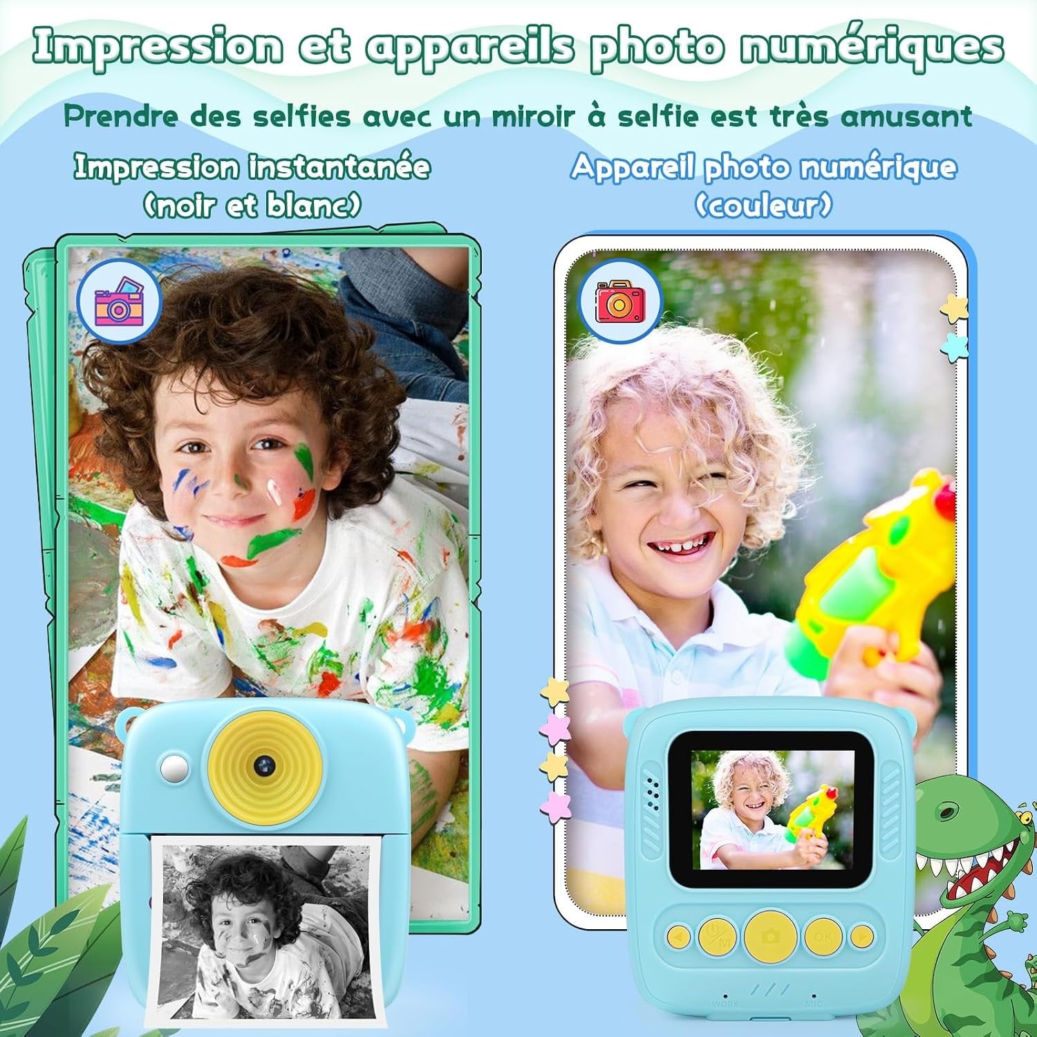 Appareil photo instantané enfant 48MP avec impression - Jusqu'à -32%