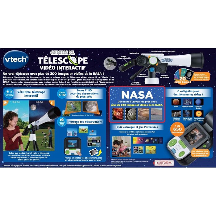 Télescope vidéo interactif enfant, zoom 110x, contenu NASA - Jusqu'à -35%