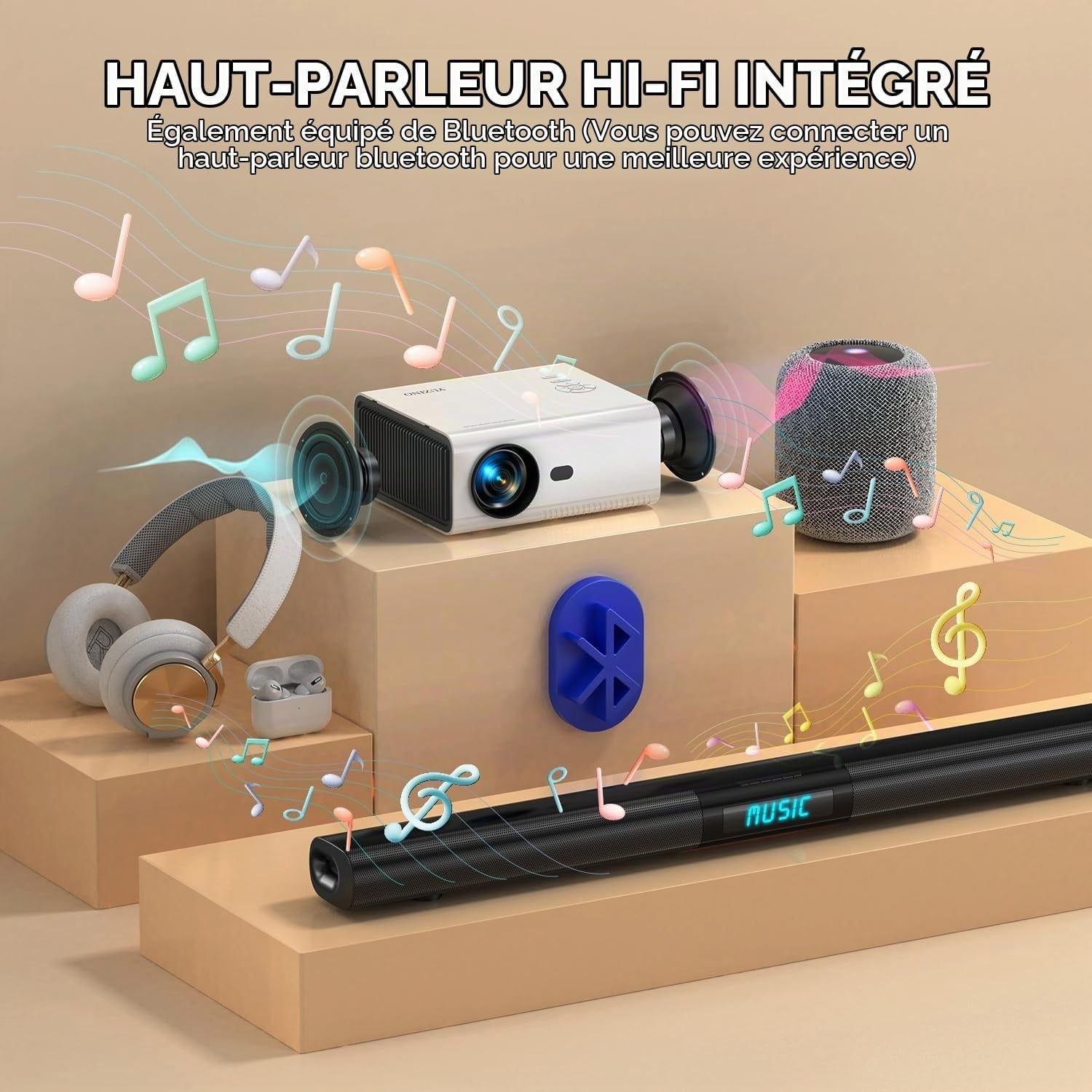 Mini projecteur 4K 18000lm Wi-Fi/BT - Jusqu'à 34% de remise