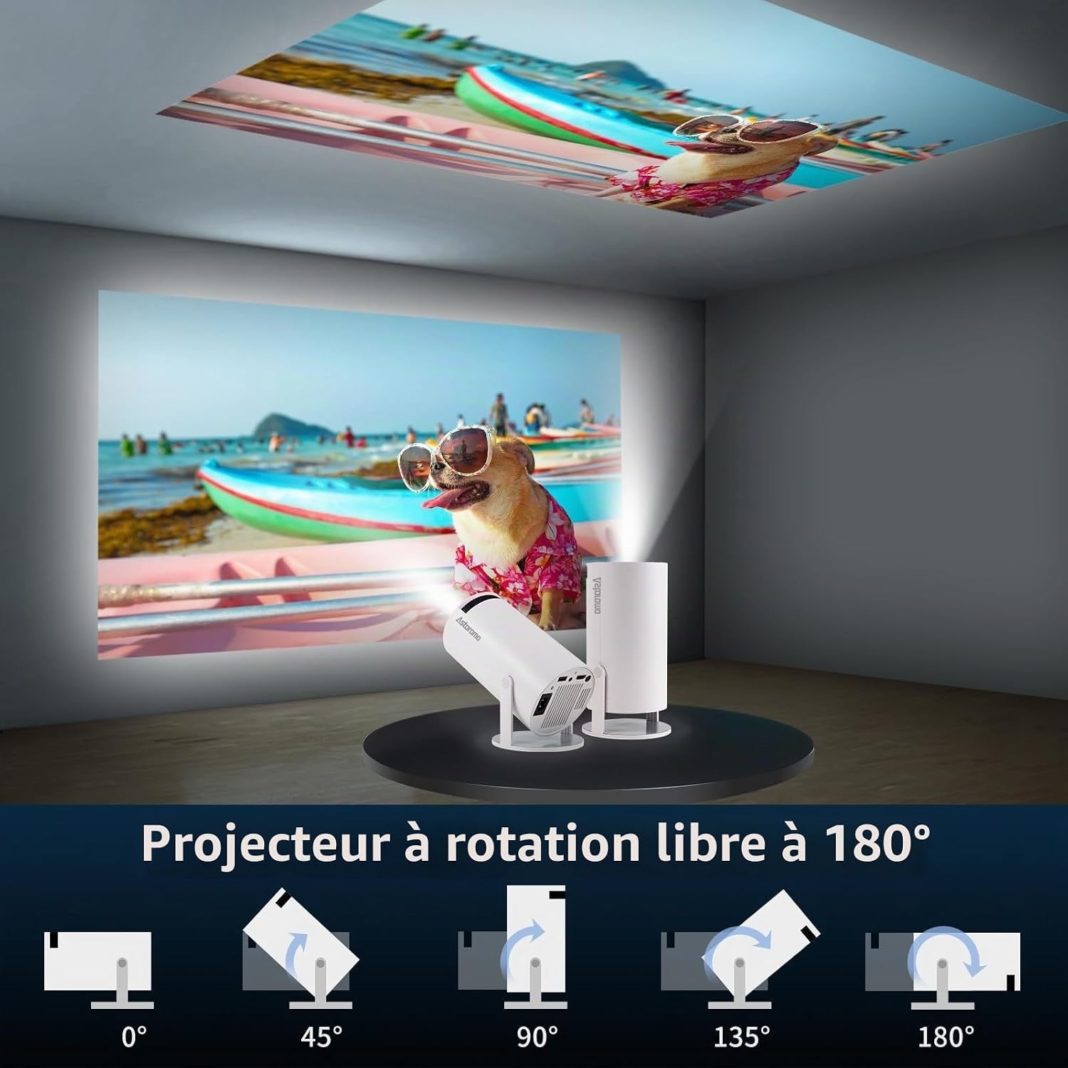 Mini projecteur 4K Android 11 - Rotation 180° - Jusqu'à 34% de remise