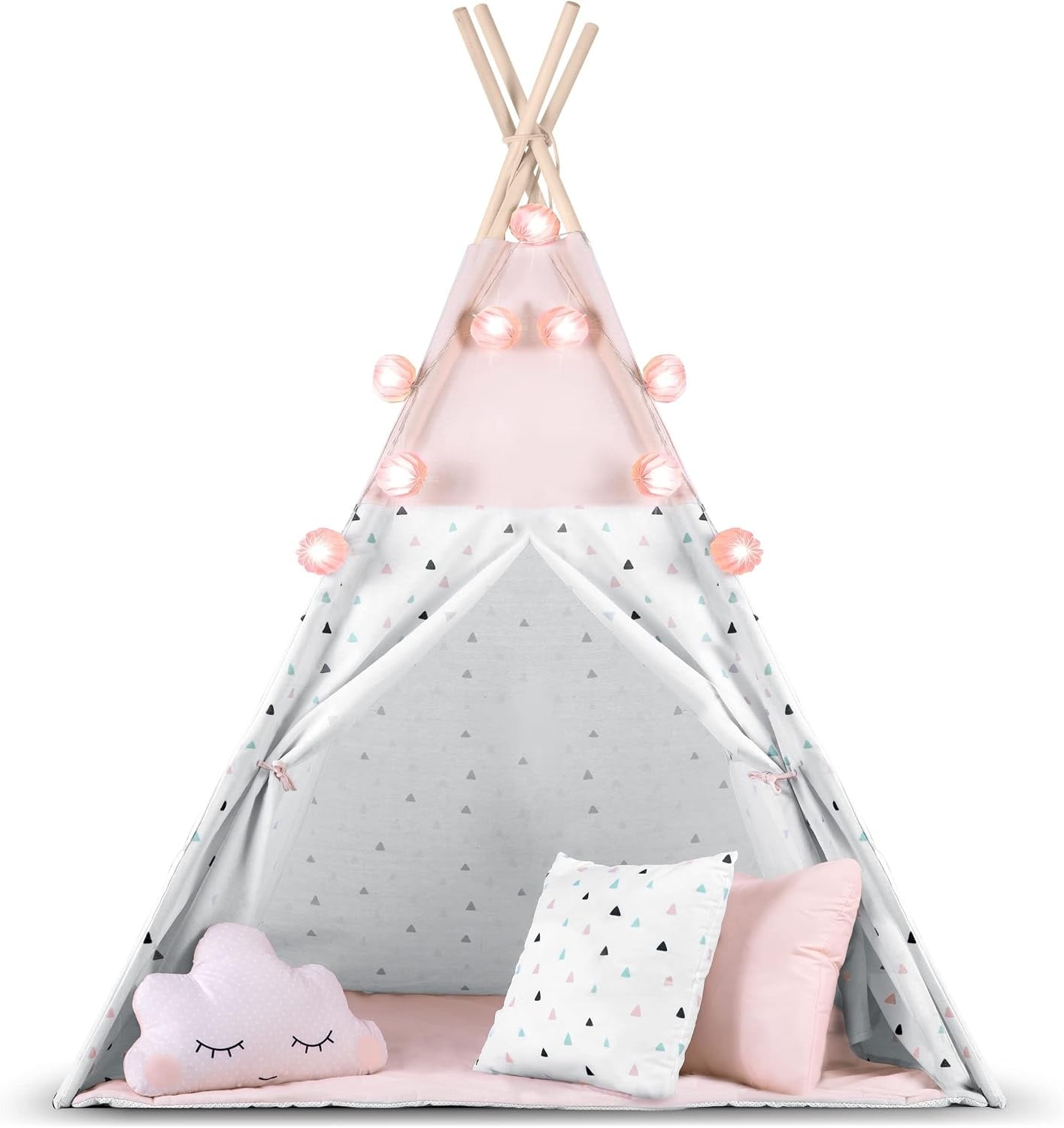 Tipi enfant style Montessori rose avec accessoires - Jusqu'à 34% de remise