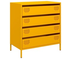 Vidaxl Commode 4 tiroirs en acier jaune moutarde - Jusqu'à -41%