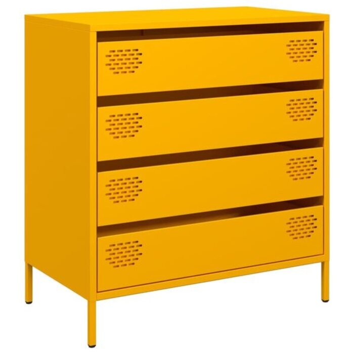 Commode 4 tiroirs en acier jaune moutarde - Jusqu'à 35% de réduction
