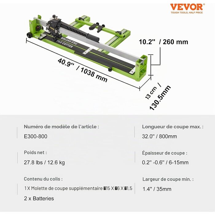 Coupe-carreaux 800 mm laser - Jusqu'à -34% sur vos travaux de rénovation