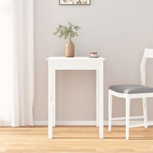 Table à manger bois de pin massif blanc 55x55cm - Jusqu'à -34% en outlet
