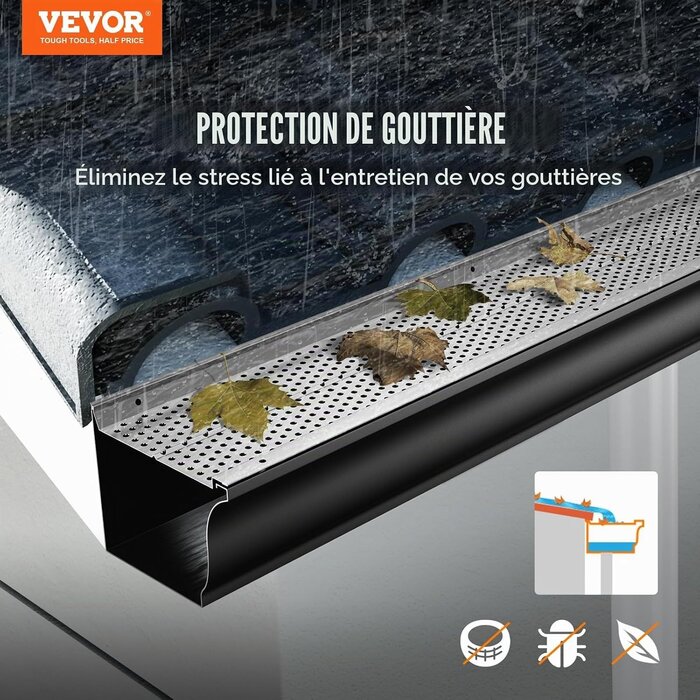Protège-gouttières en aluminium 31,7m - Lot de 26 pièces - Jusqu'à 34% de remise