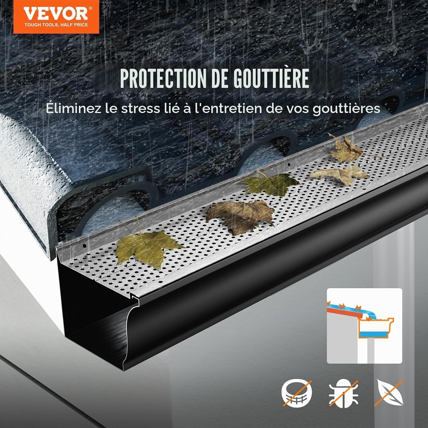 Protège-gouttières en aluminium 31,7m - Lot de 26 pièces - Jusqu'à 34% de remise