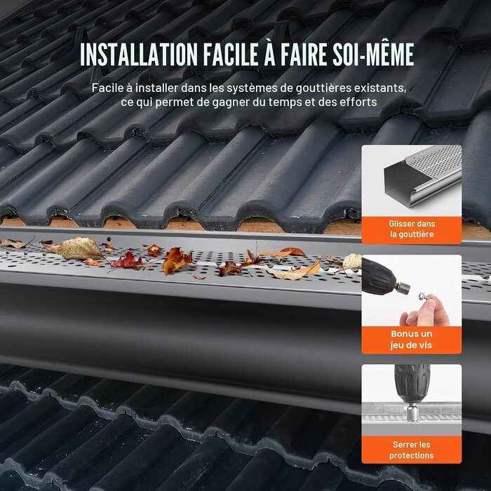 Protège-gouttières en aluminium 31,7m - Lot de 26 pièces - Jusqu'à 34% de remise