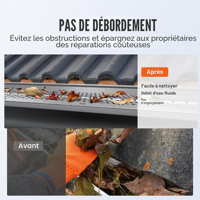 Protège-gouttières en aluminium 31,7m - Lot de 26 pièces - Jusqu'à 34% de remise