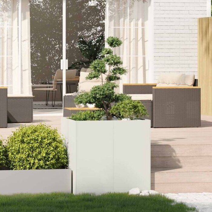 Jardinière carrée en acier blanc 80cm - Jusqu'à -35% sur l'outlet