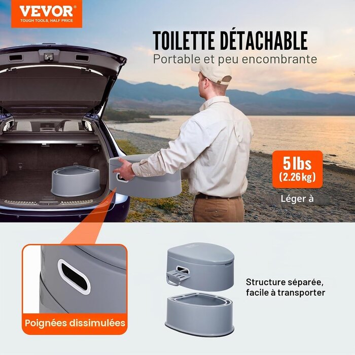 Toilettes portables de camping 5L - Jusqu'à 33% de réduction