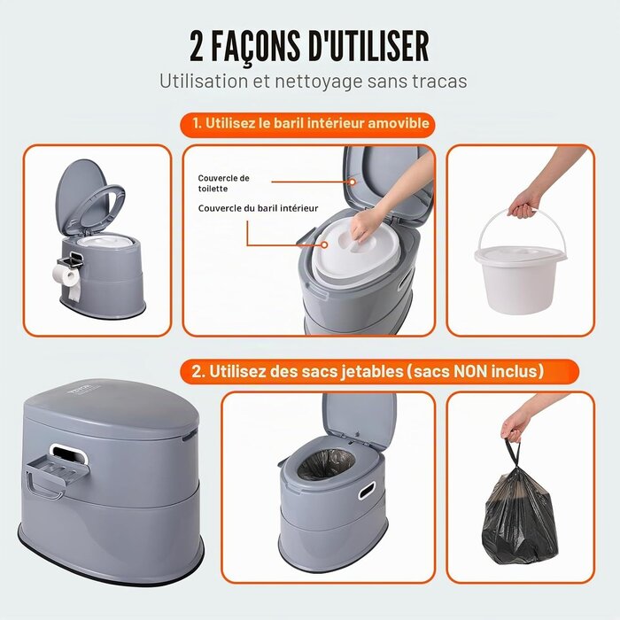 Toilettes portables de camping 5L - Jusqu'à 33% de réduction