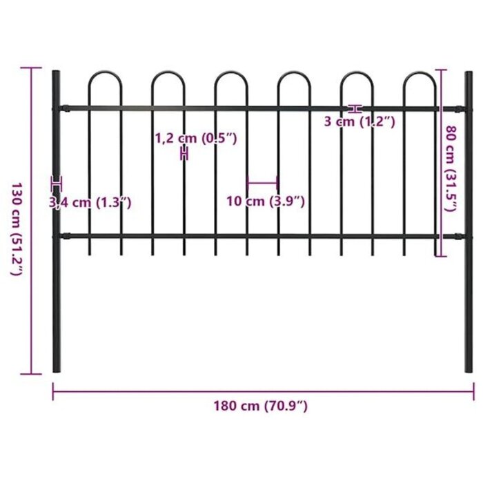 Clôture de jardin en acier noir 1,8m - Jusqu'à 33% de remise