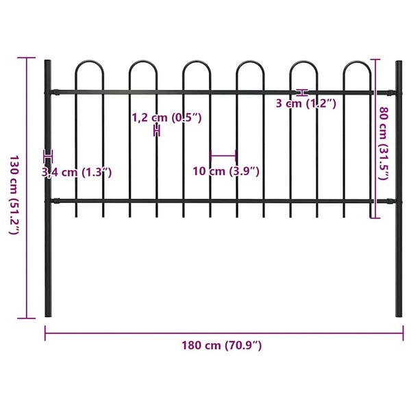Clôture de jardin en acier noir 1,8m - Jusqu'à 33% de remise
