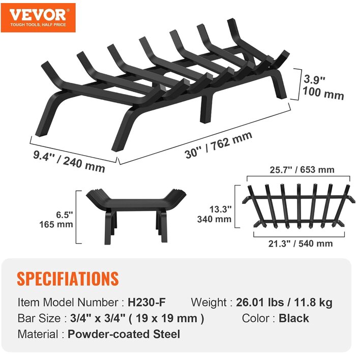 Grille de cheminée robuste 76 cm - Jusqu'à 34 % de réduction