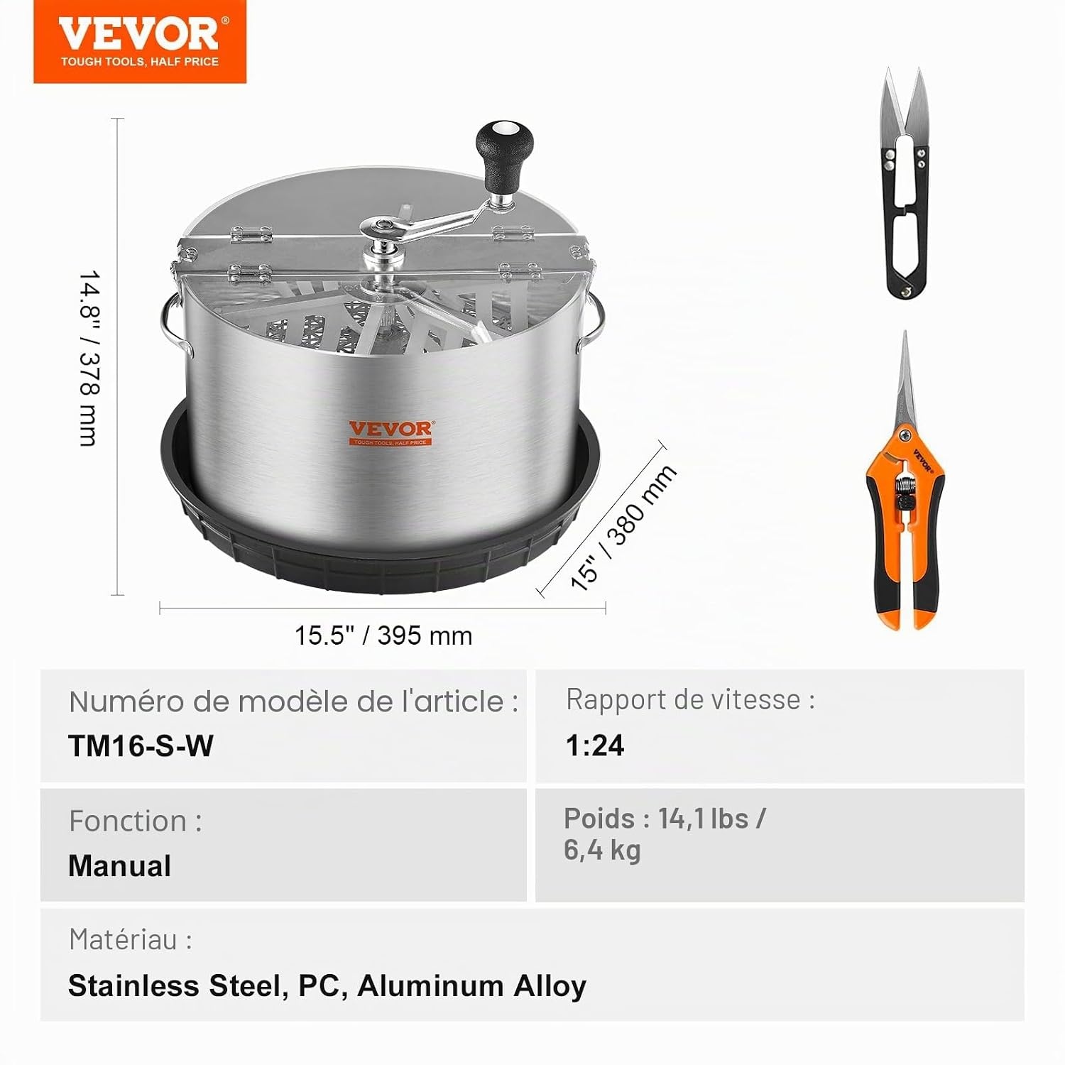 Tondeuse à feuilles manuelle 40cm - Inox - Jusqu'à 35% de remise