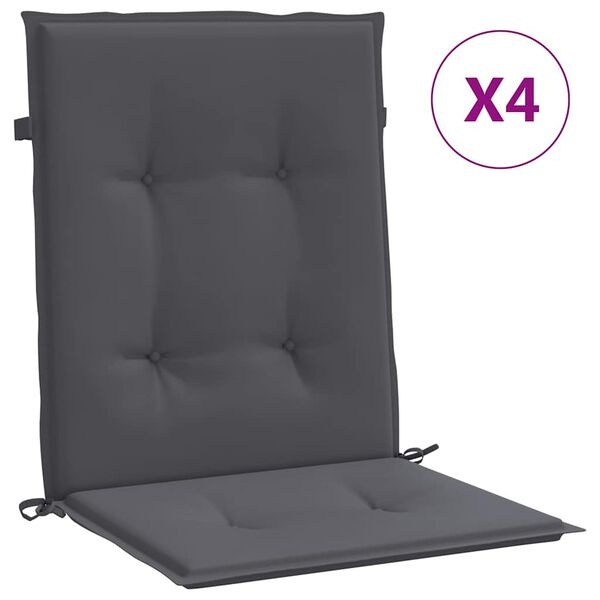 Vidaxl Lot de 4 coussins de jardin anthracite dossier bas - Jusqu'à -33%