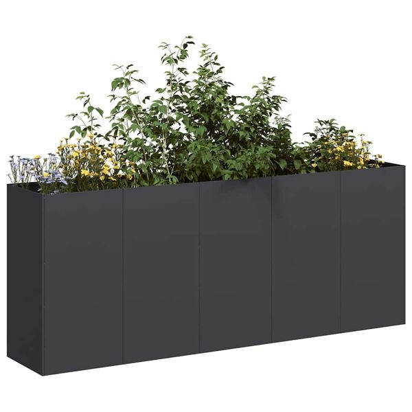 Vidaxl Bac à fleurs en acier noir 200 cm - Jusqu'à -22% sur nos modèles outlet