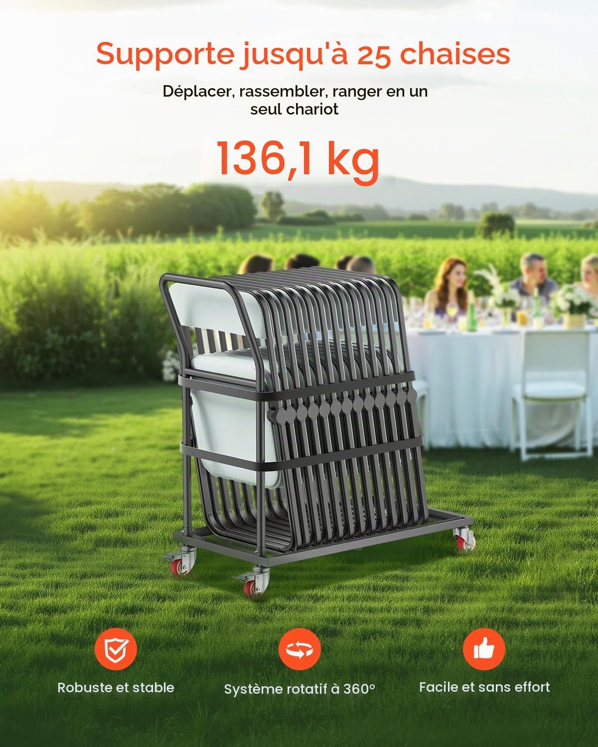 Vevor Chariot de transport pour 25 chaises pliantes - Jusqu'à 34% de remise