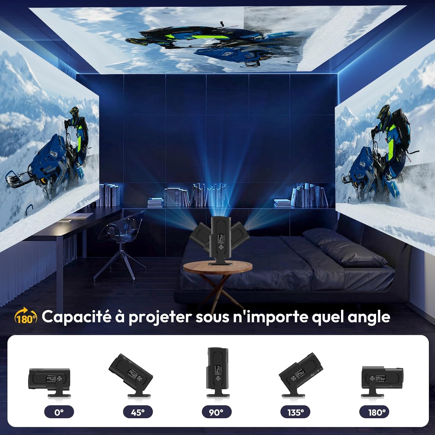 Mini projecteur Gimbal Smart Full HD 1080P - Jusqu'à 34% de réduction