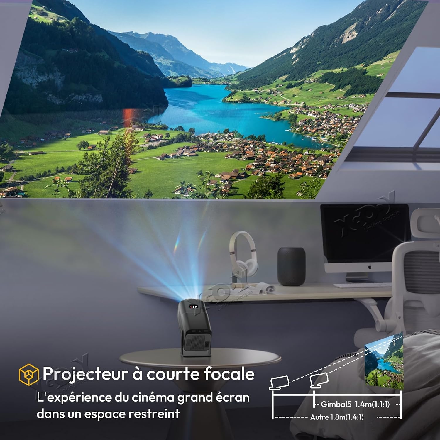 Mini projecteur Gimbal Smart Full HD 1080P - Jusqu'à 34% de réduction