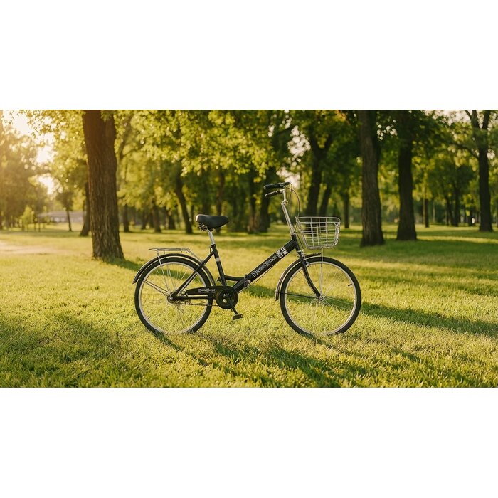 Viking Choice Vélo pliant 24 pouces noir - Mono-vitesse pratique - Jusqu'à 35% de réduction