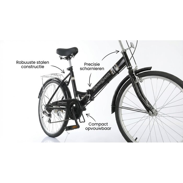 Viking Choice Vélo pliant 24 pouces noir - Mono-vitesse pratique - Jusqu'à 35% de réduction