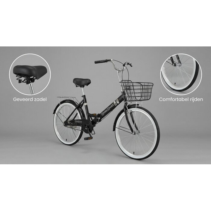 Viking Choice Vélo pliant 24 pouces noir - Mono-vitesse pratique - Jusqu'à 35% de réduction
