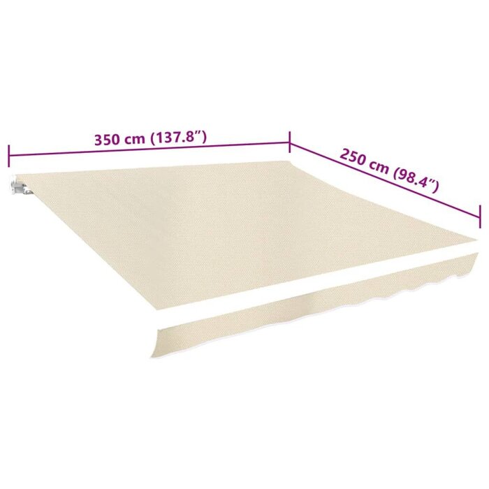 Vidaxl Toile de store banne 350x250 cm - Crème - Jusqu'à -33% de remise