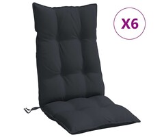 Vidaxl Lot de 6 coussins chaises dossier haut - Oxford Noir - Jusqu'à -34%